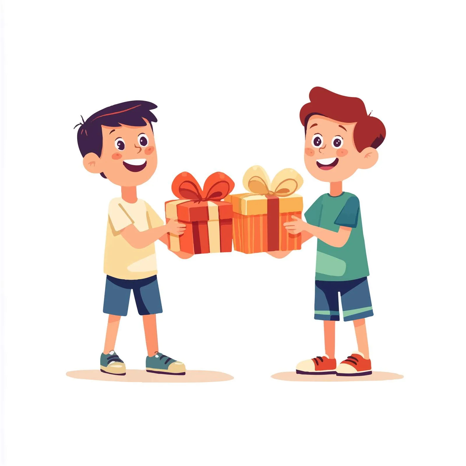 Boys Exchanging Gift Boxes with Friends — free download from Dotvec