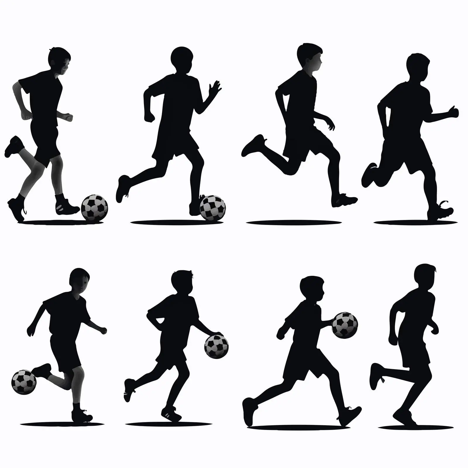 Silhouettes of Boys Playing Football – free physical activity image from Dotvec