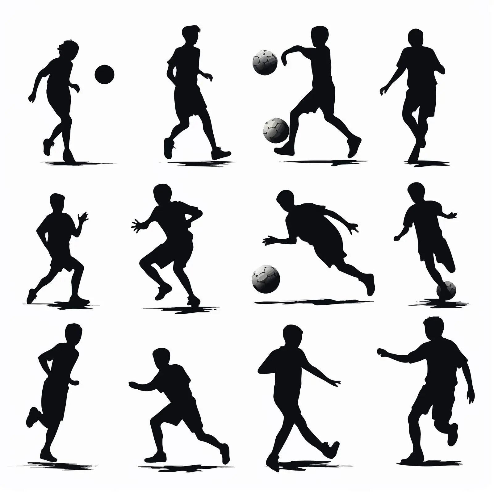 Boys Playing Football Silhouettes Vector Set – free physical activity image from Dotvec