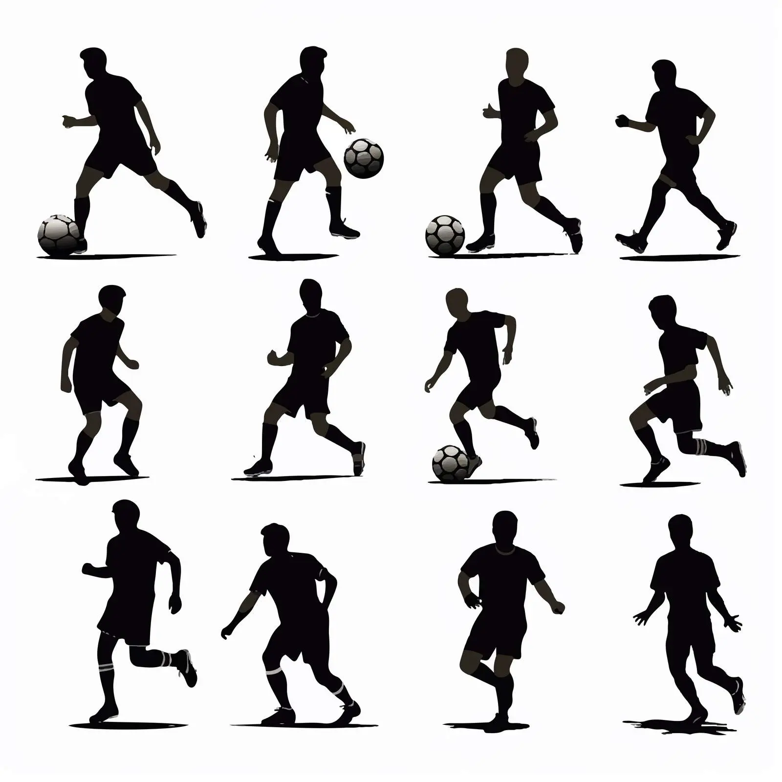Boys Playing Football Silhouette Vector Set — free download from Dotvec