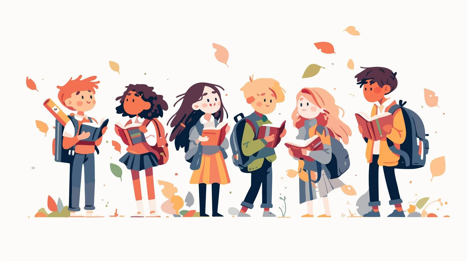 Diverse kids at elementary or middle school — free download from Dotvec