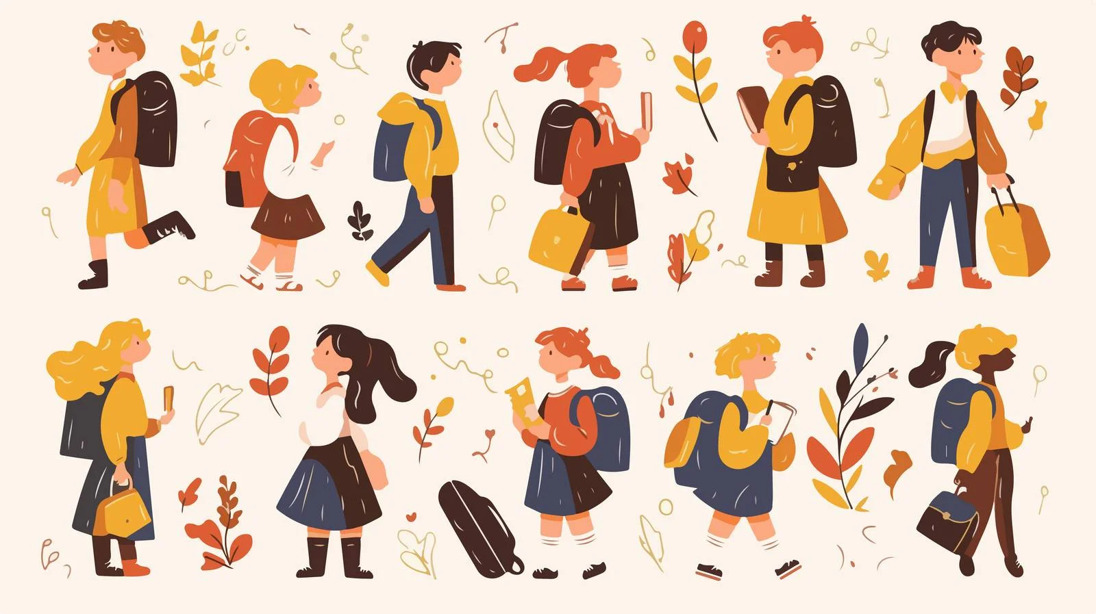 Diverse students walking to school together — free download from Dotvec