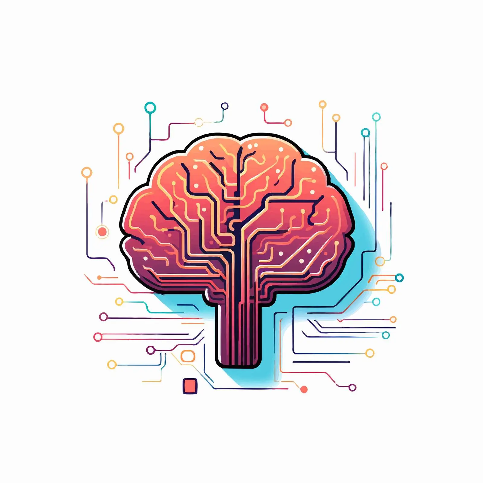 Brain Integrated Circuit Vector on White Background – free cybernetics image from Dotvec