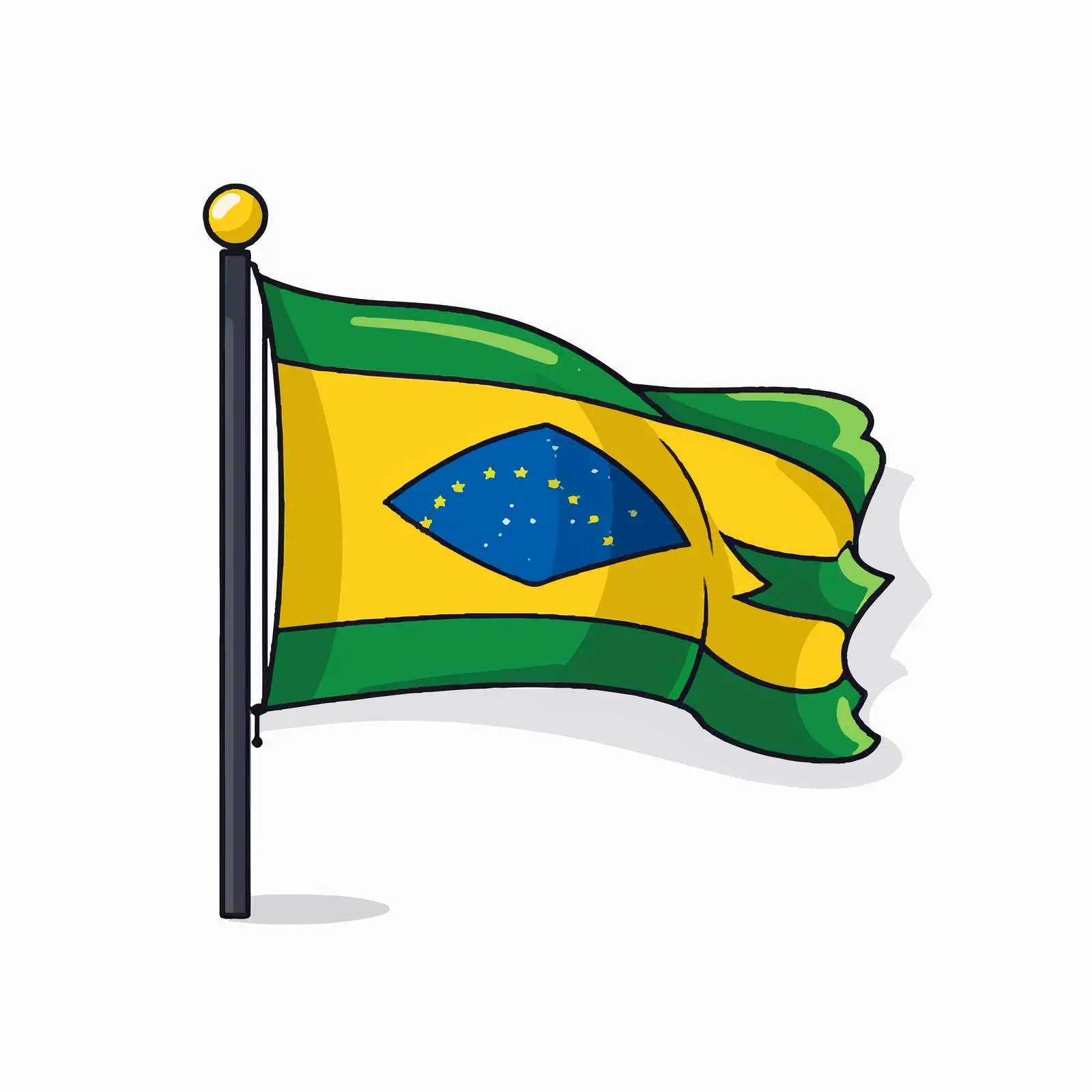 Cartoon Brazilian Flag Isolated Vector Illustration — free download from Dotvec