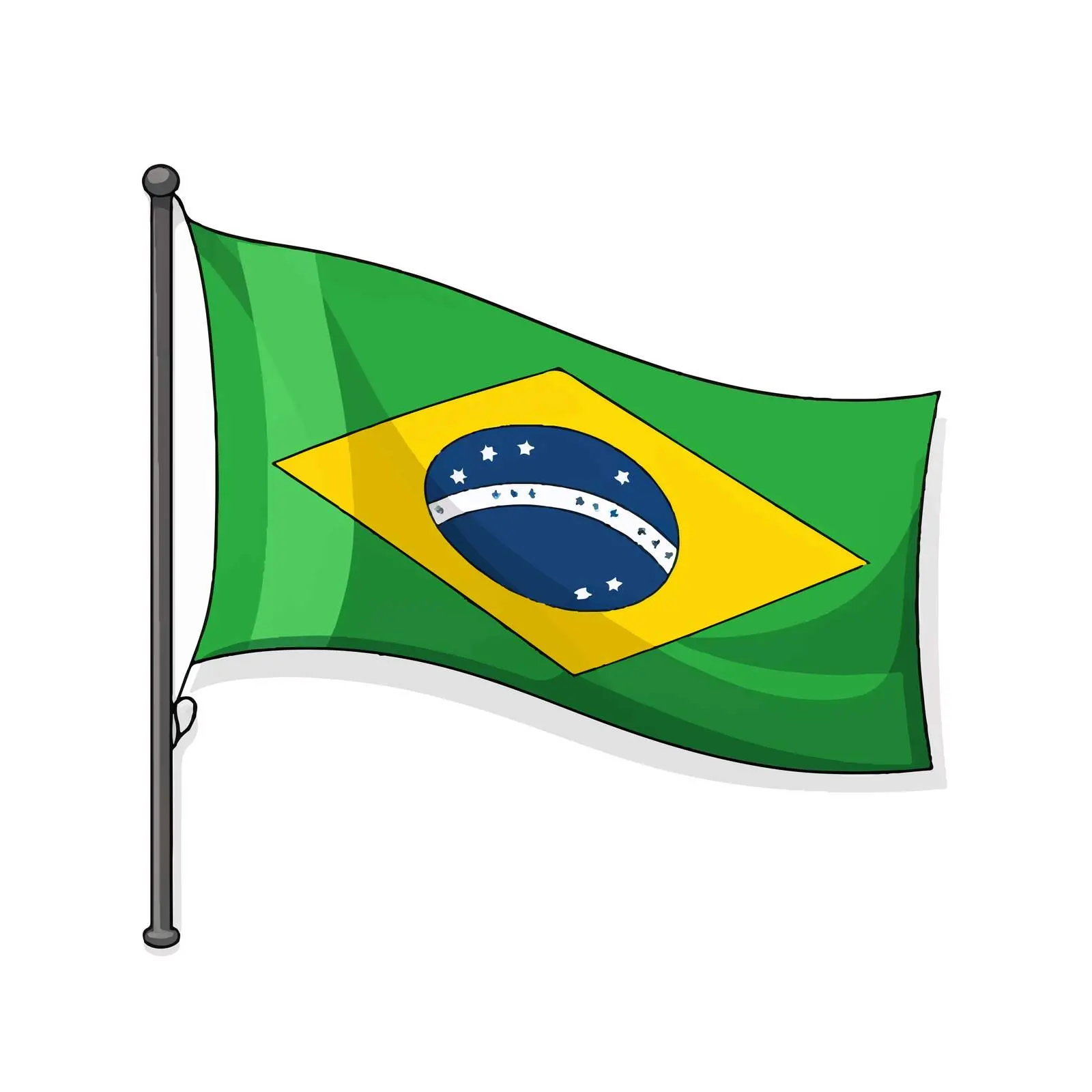 Cartoon Vector Illustration of Brazilian Flag Icon — free download from Dotvec