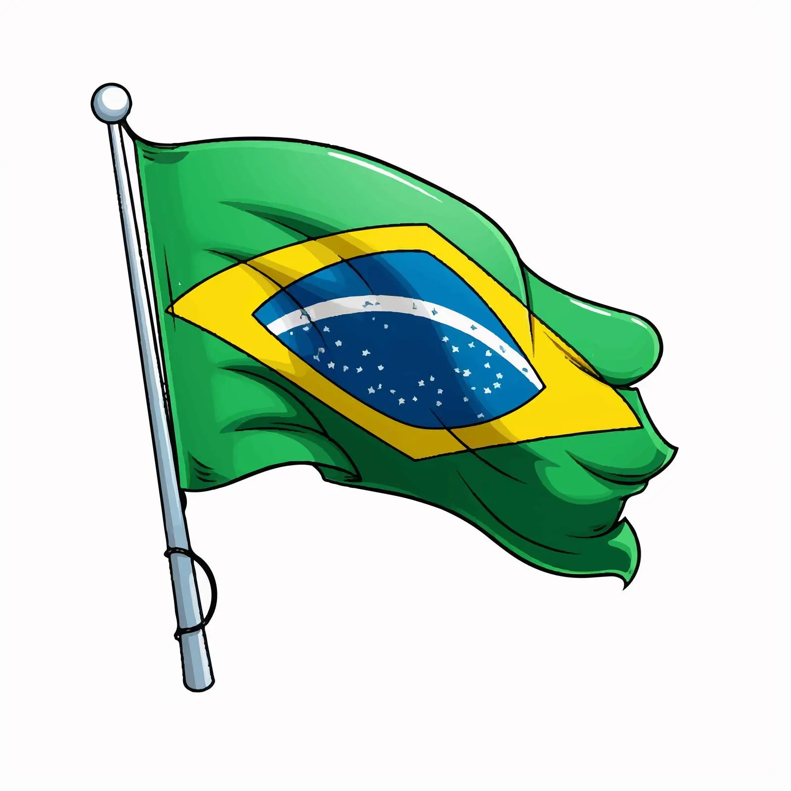 Cartoon Brazilian Flag Icon Vector Illustration — free download from Dotvec