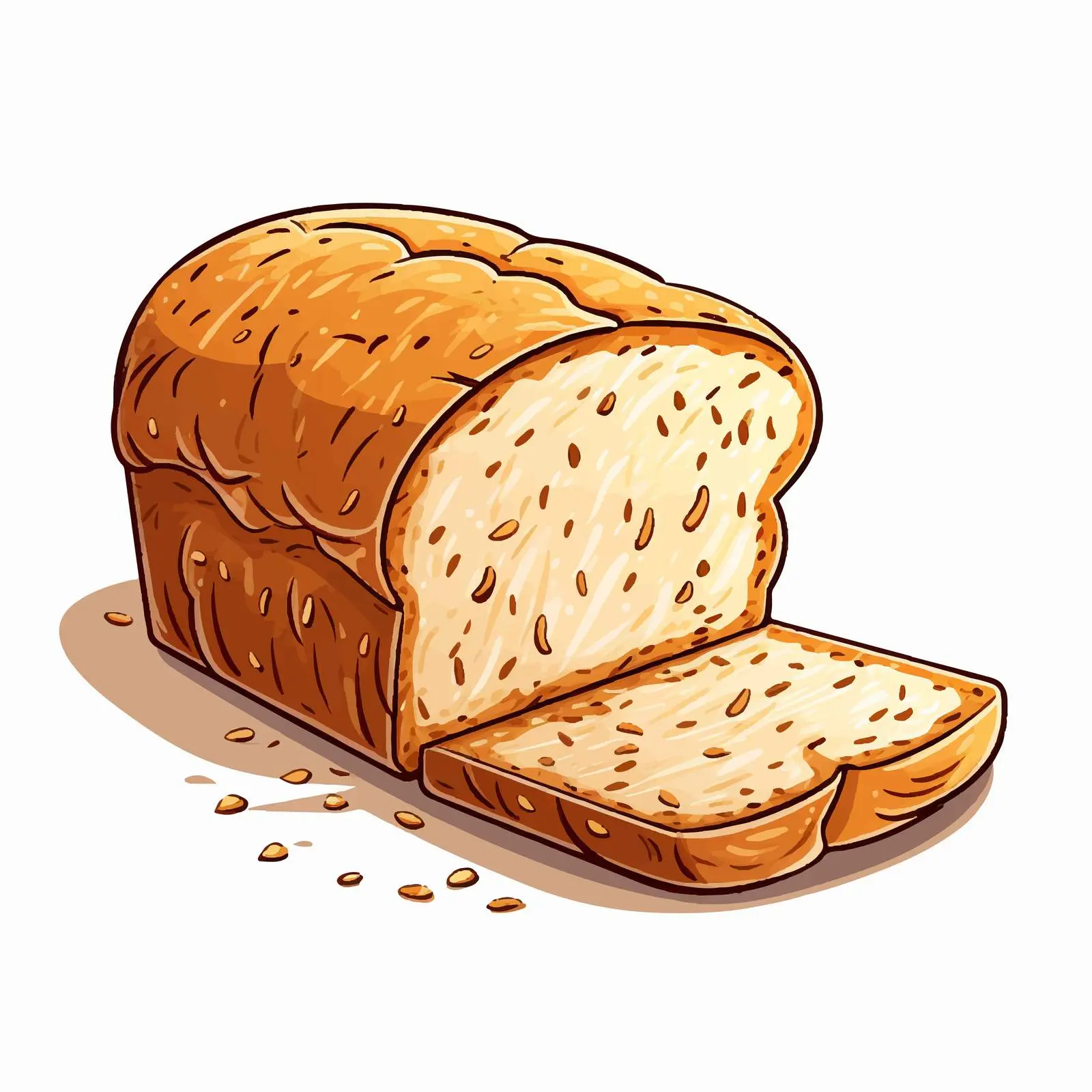 Cartoon Bread Vector Illustration Isolated on White — free download from Dotvec