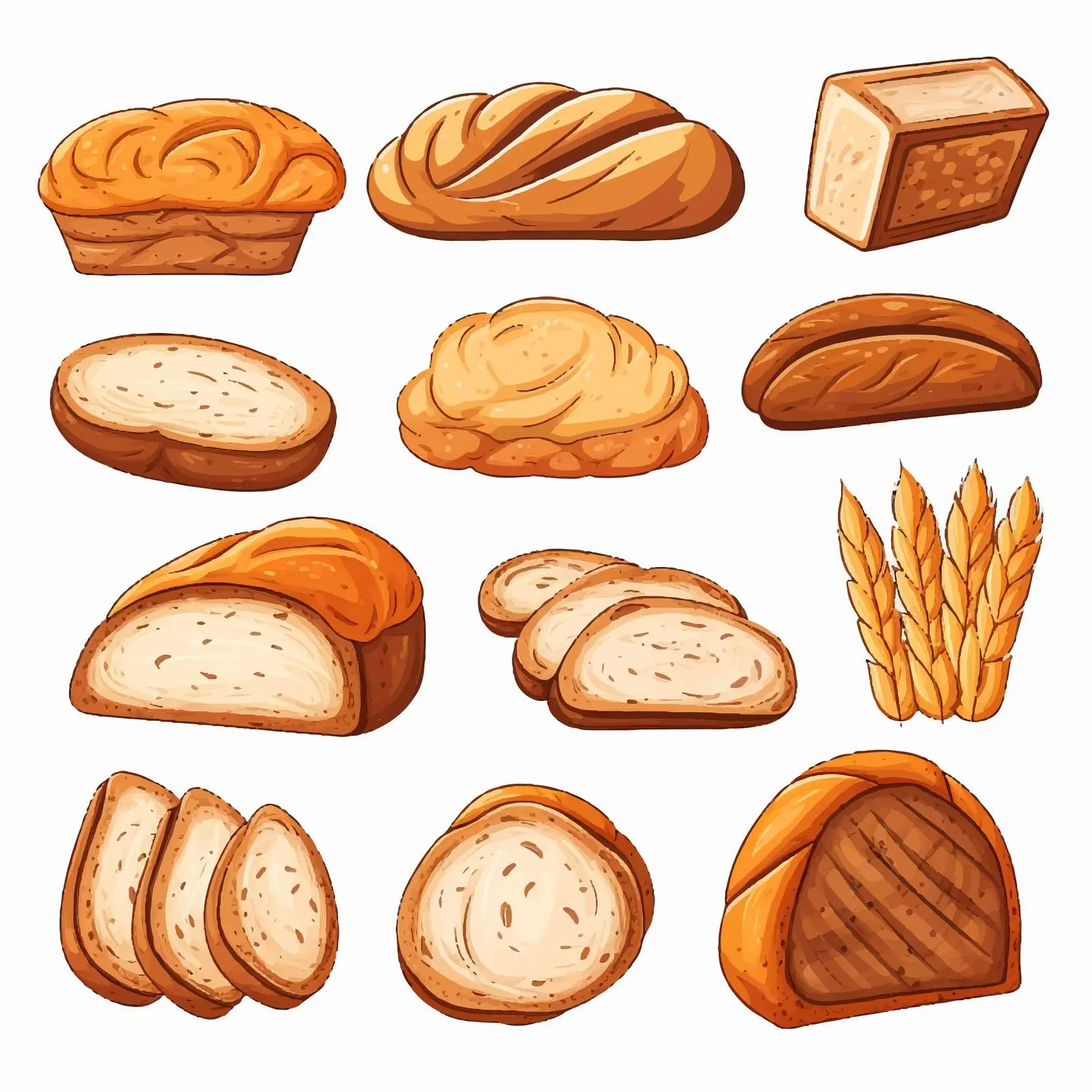 Cartoon Bread Vector Illustration Isolated on White — free download from Dotvec