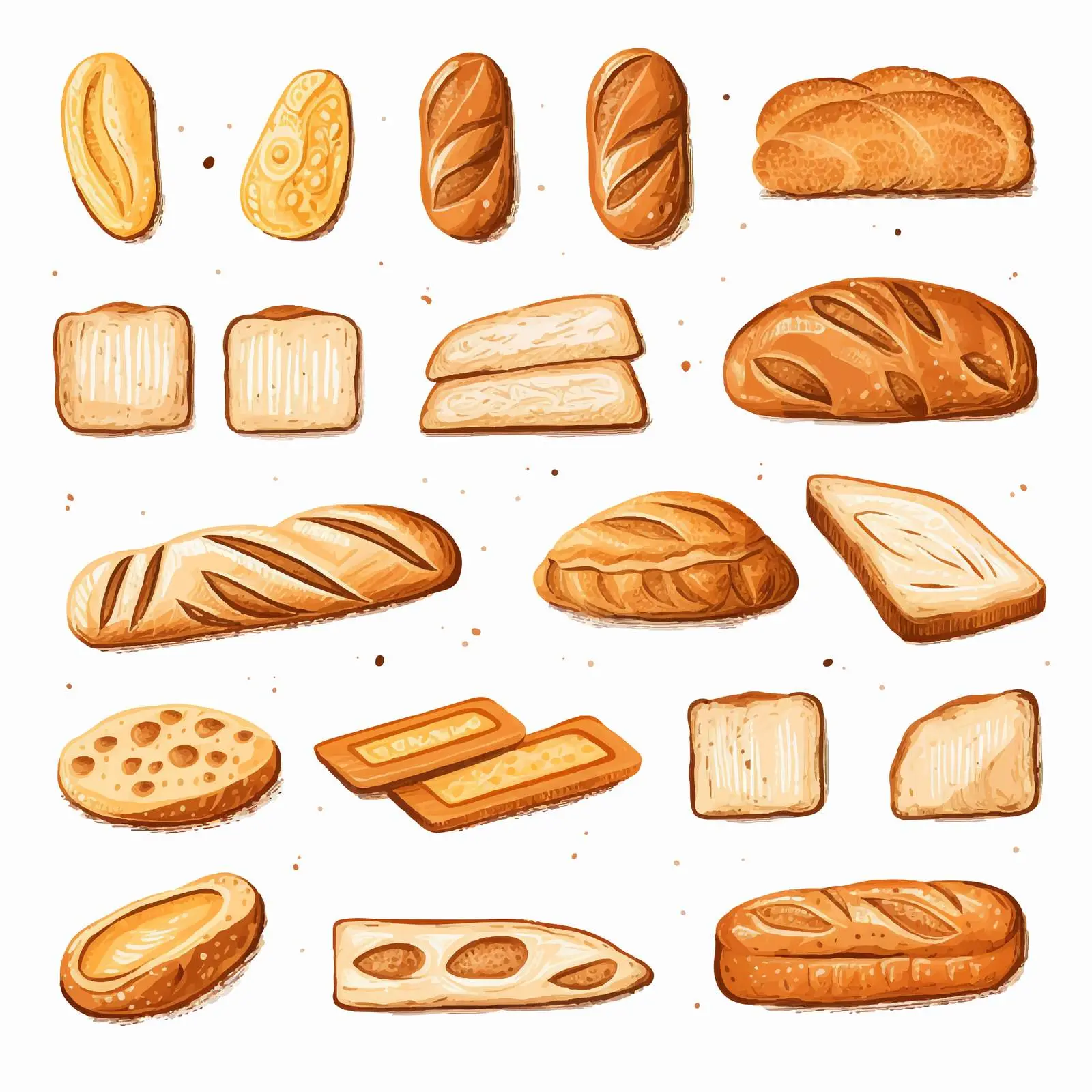 Bread Line Vector Illustration on White Background — free download from Dotvec