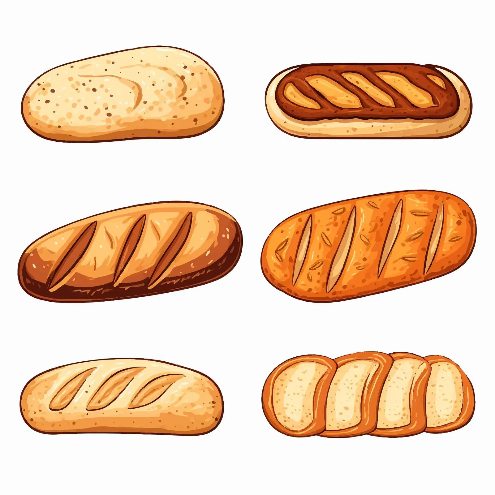 Bread Line Vector Illustration on White Background — free download from Dotvec