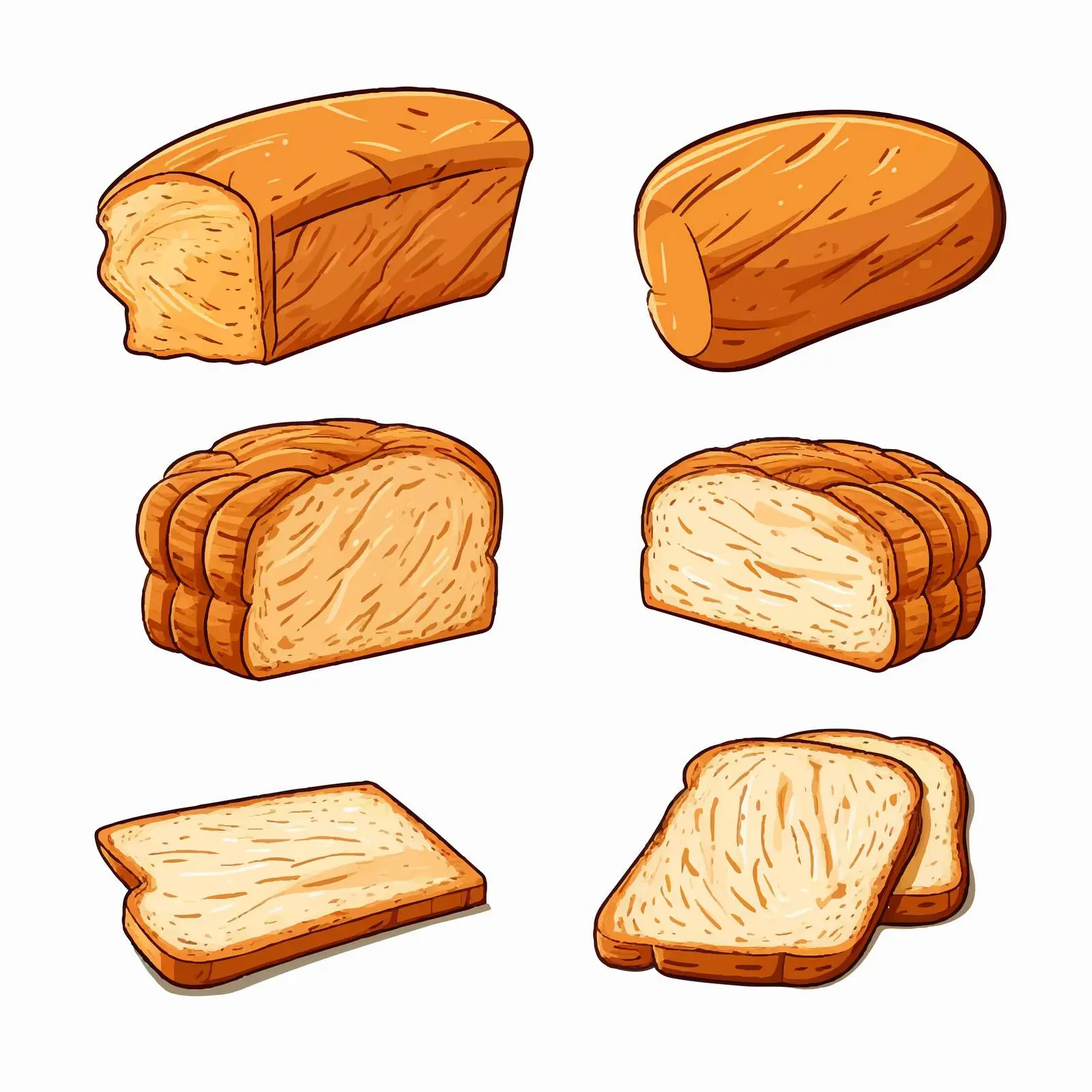 Cartoon Bread Outline Vector Illustration — free download from Dotvec