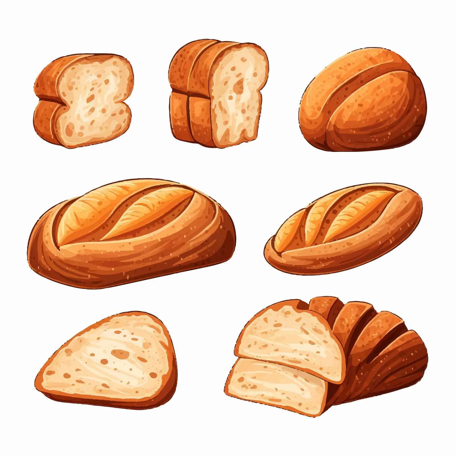 Top View Bread Vector Illustration on White Background — free download from Dotvec