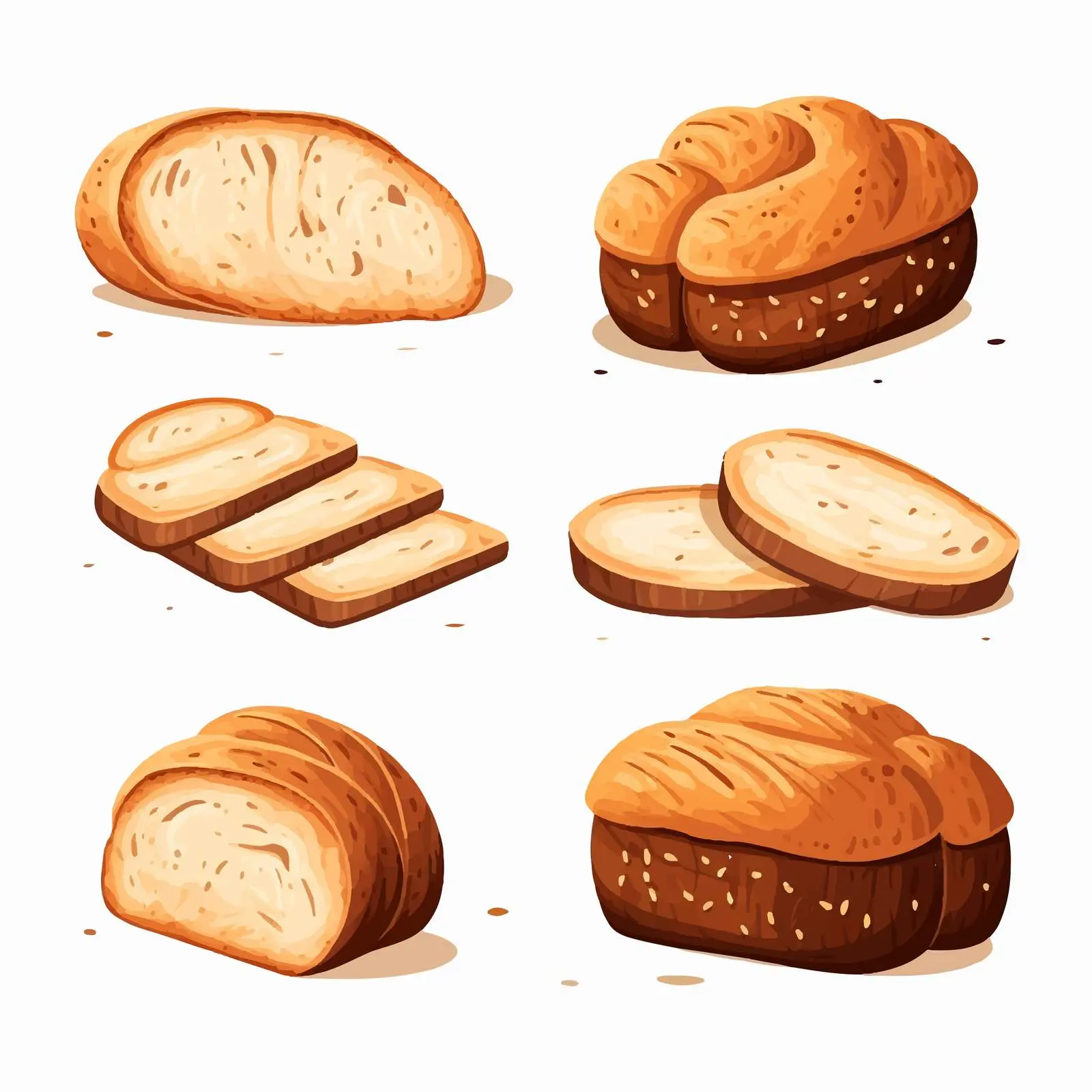Top View Bread Vector Illustration on White Background – free fresh bread image from Dotvec