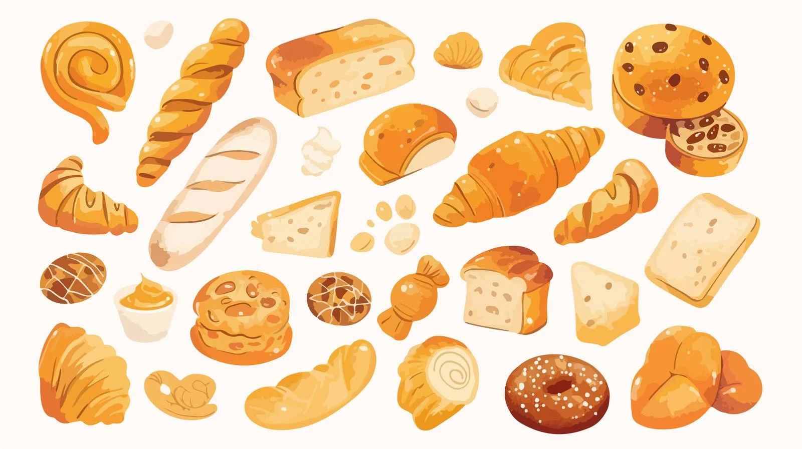 Assorted Bread and Pastry Selection Display — free download from Dotvec