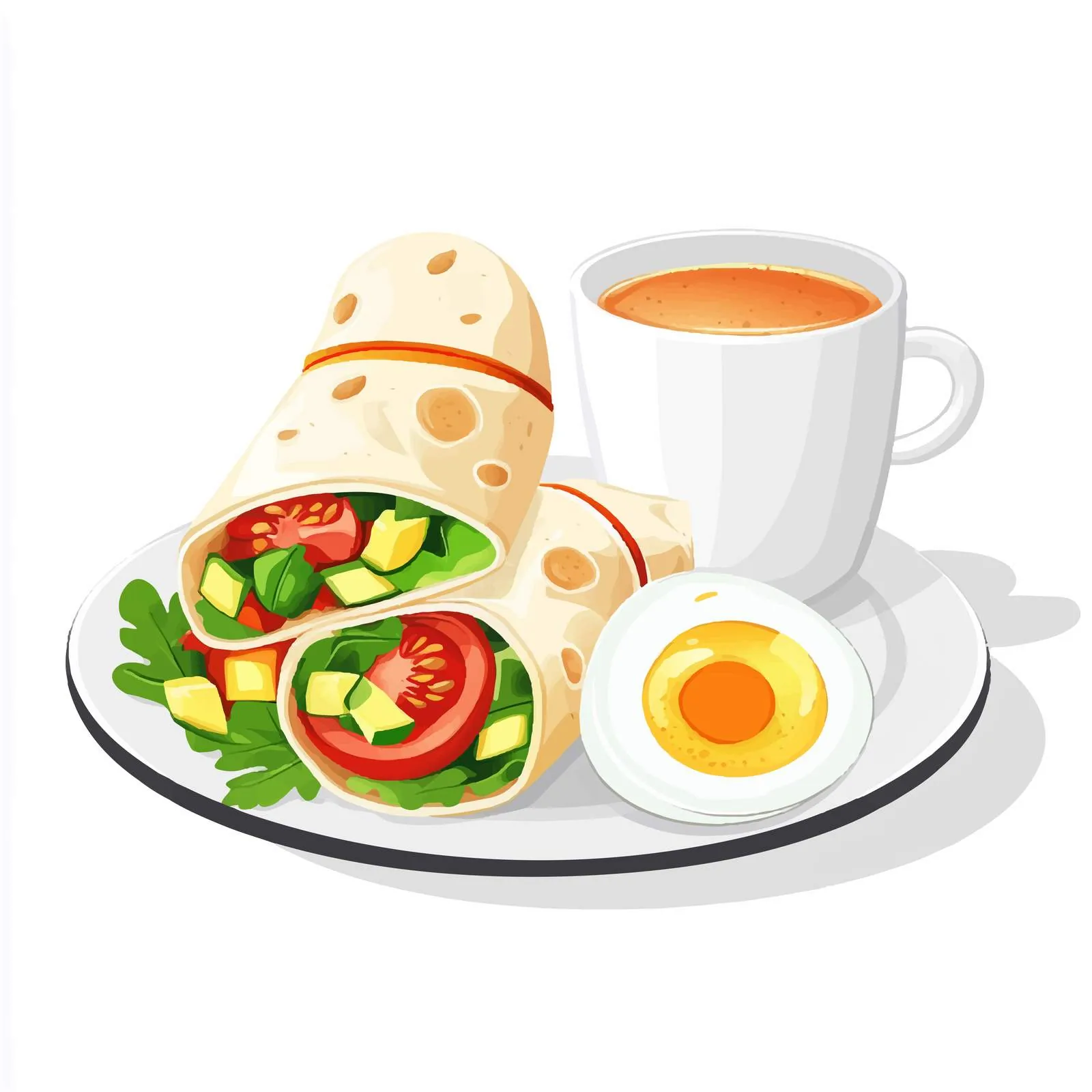 Breakfast Wraps with Boiled Egg on Plate — free download from Dotvec
