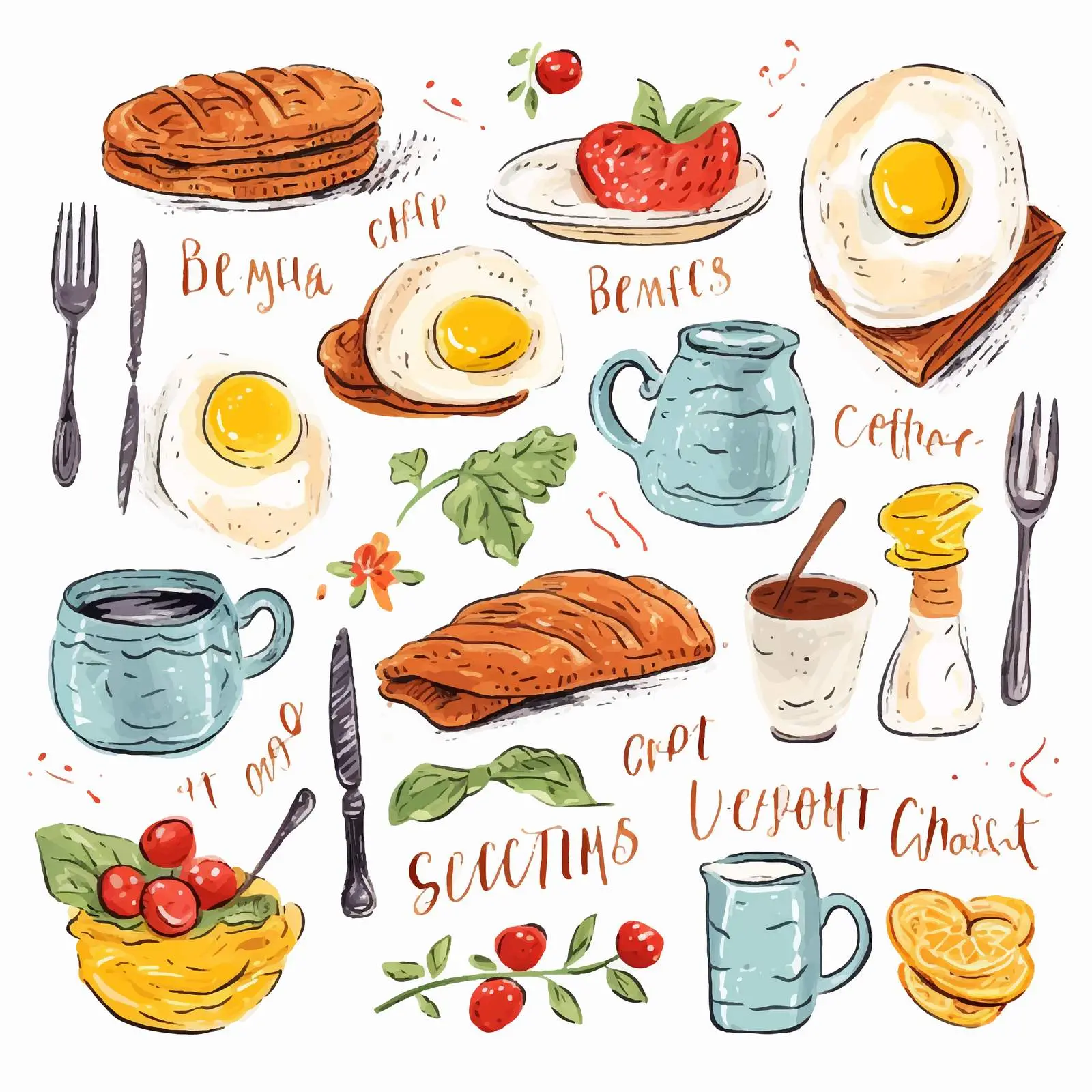 Colorful Breakfast Set with Egg Vectors — free download from Dotvec