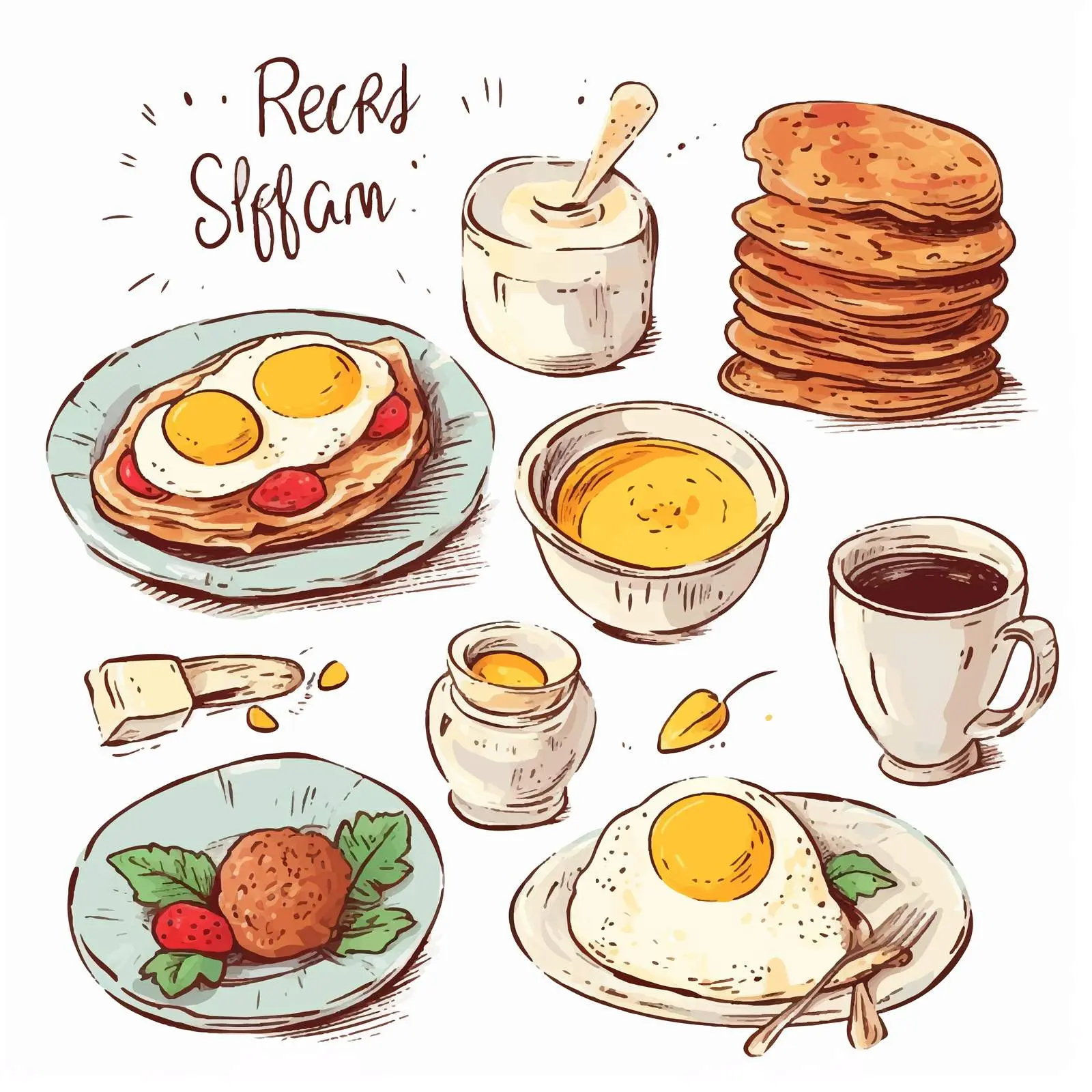 Colorful Breakfast Set with Egg and Paint Strokes – free meal presentation image from Dotvec