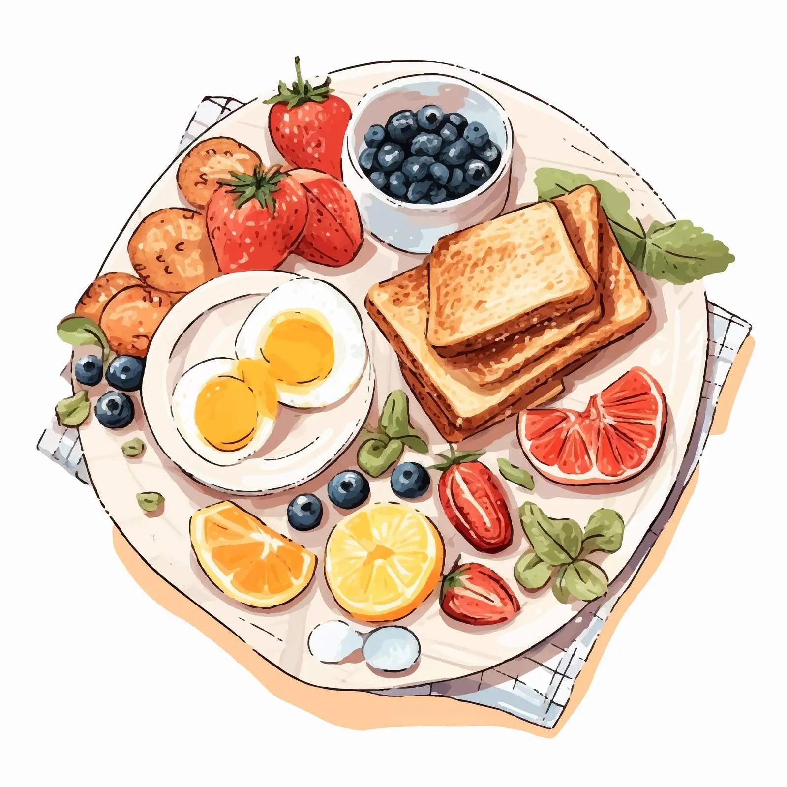 Top View Square Breakfast Illustration with Luncheon — free download from Dotvec