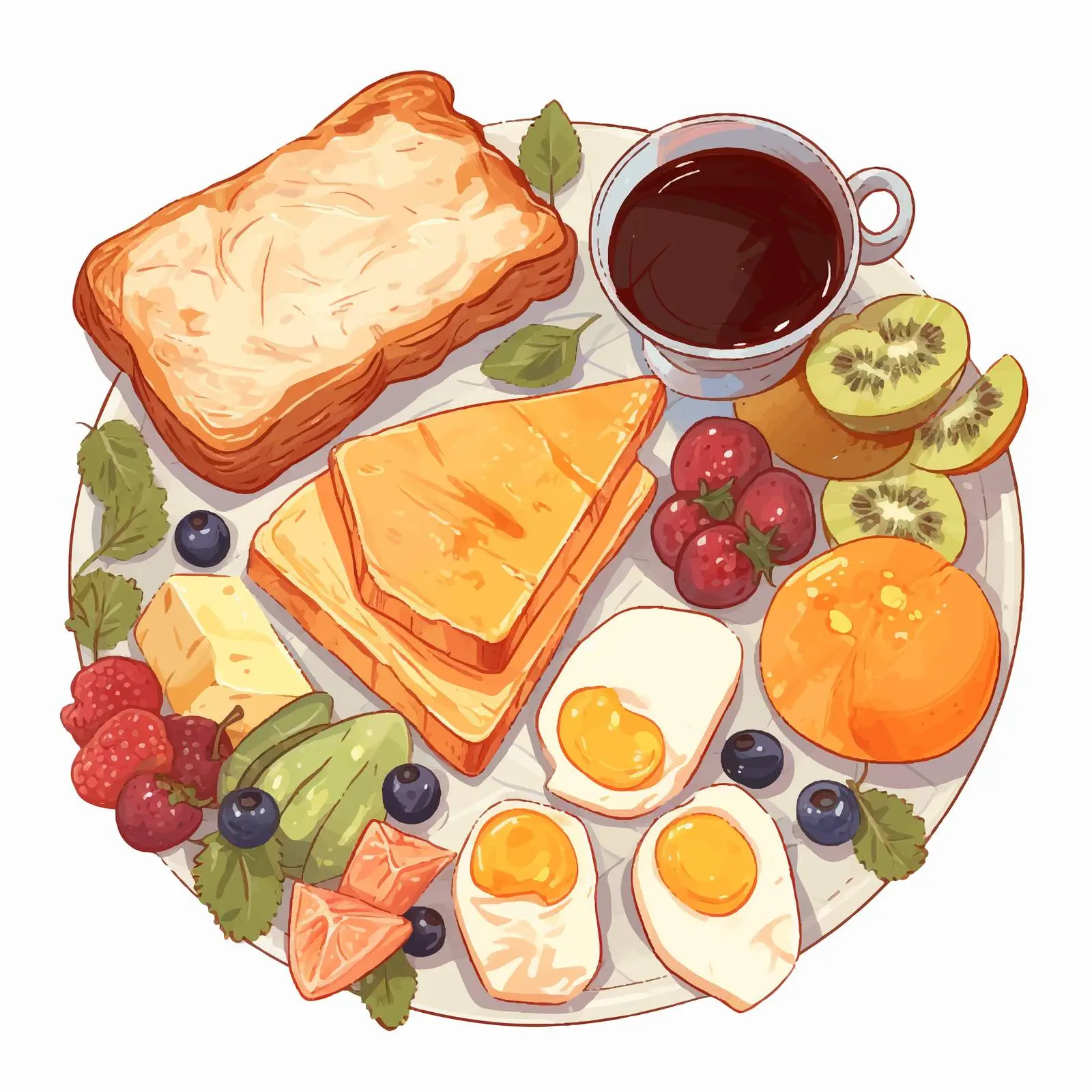 Top View Square Breakfast Illustration with Luncheon — free download from Dotvec