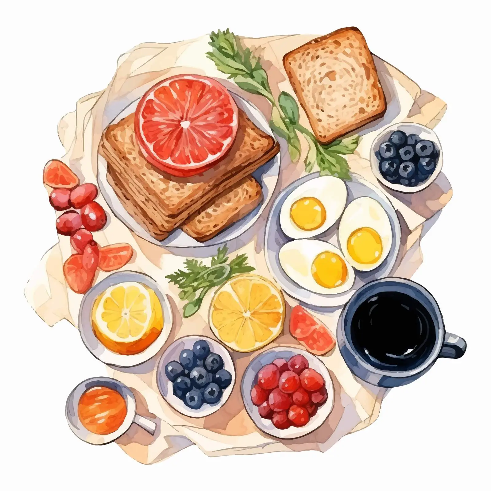 Healthy Breakfast Top View Square Illustration — free download from Dotvec