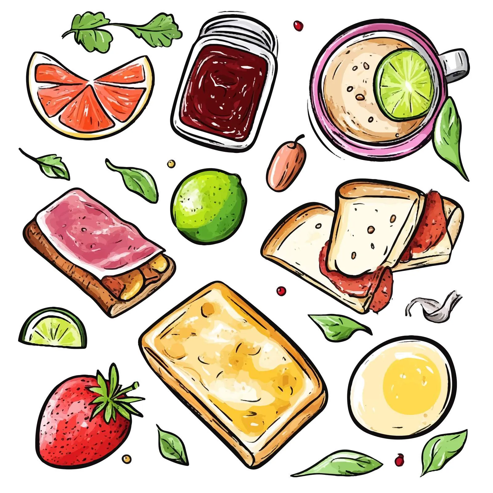 Healthy Fresh Breakfast Top View Vector — free download from Dotvec