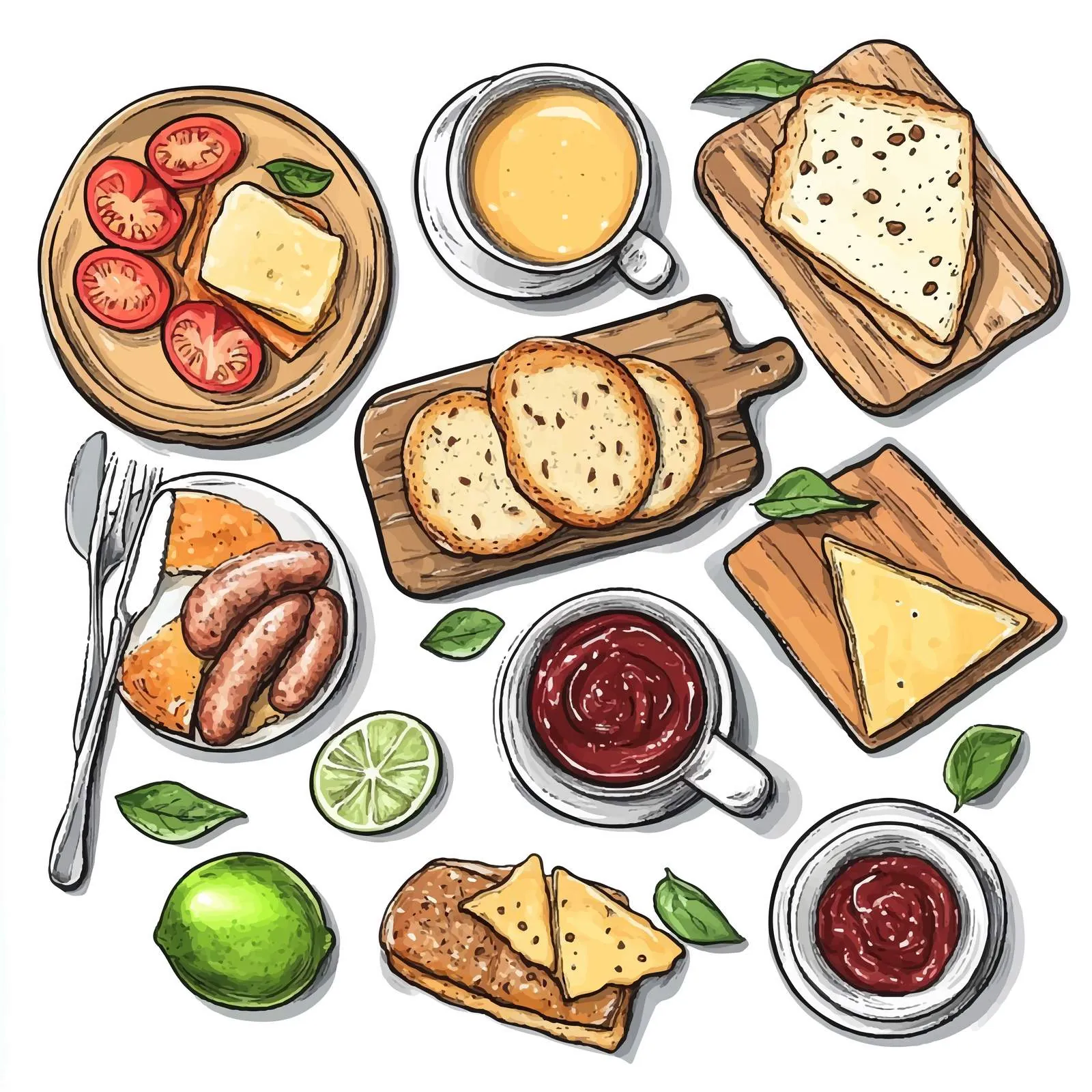 Healthy Brunch Top View Square Layout — free download from Dotvec