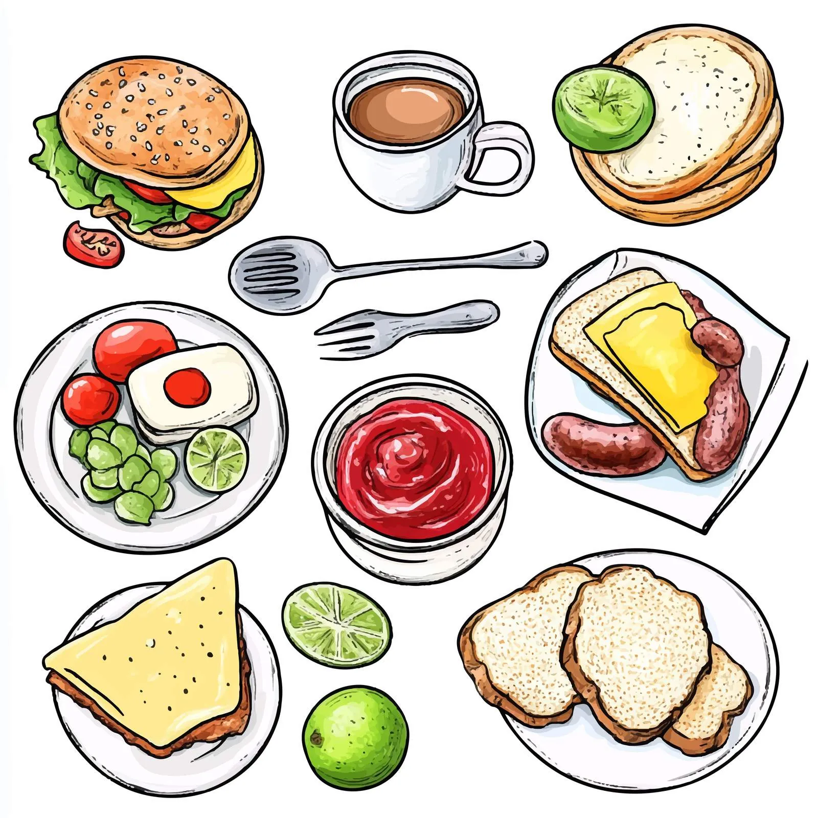 Healthy Breakfast Spread Top View — free download from Dotvec
