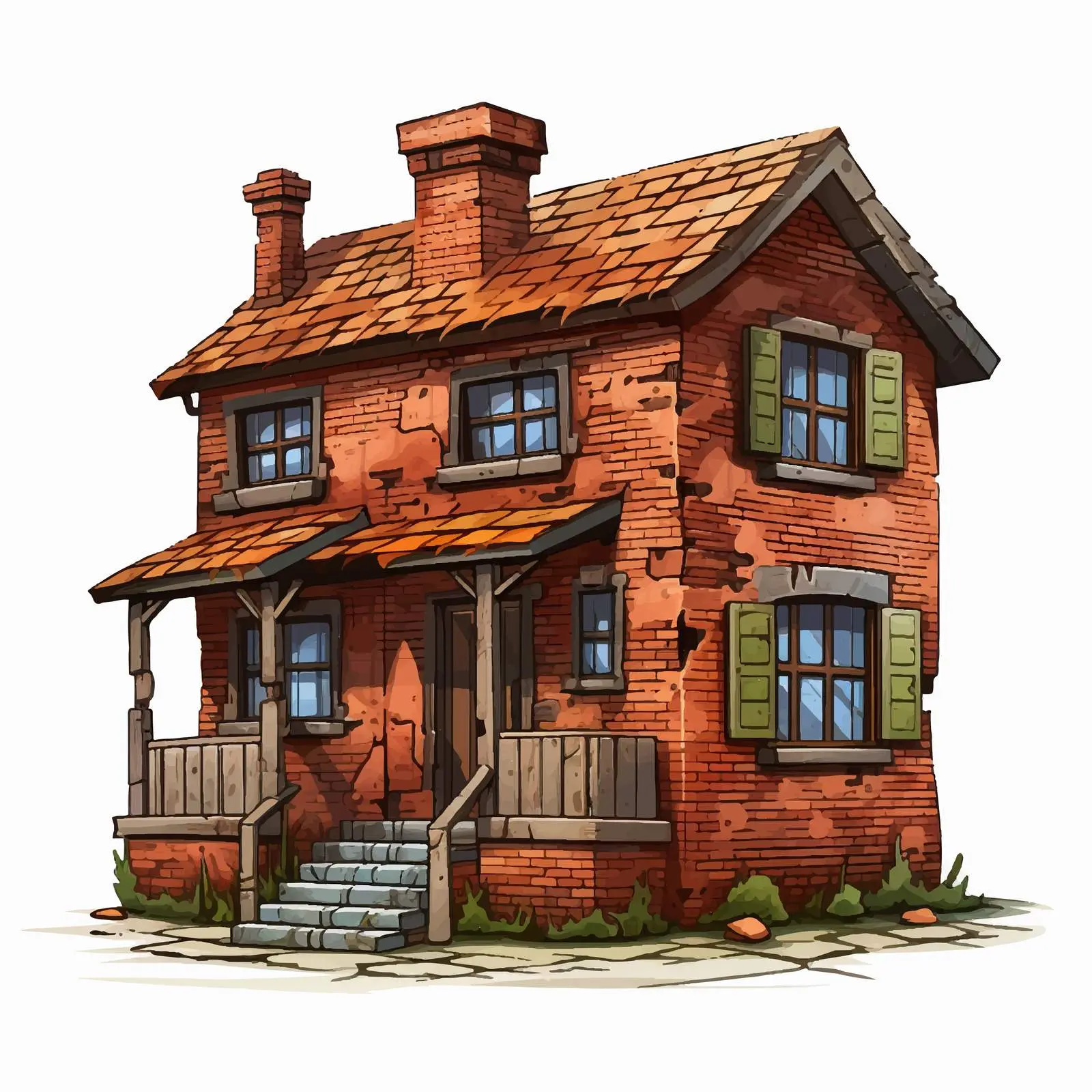 Illustration of Poor Condition Brick House — free download from Dotvec