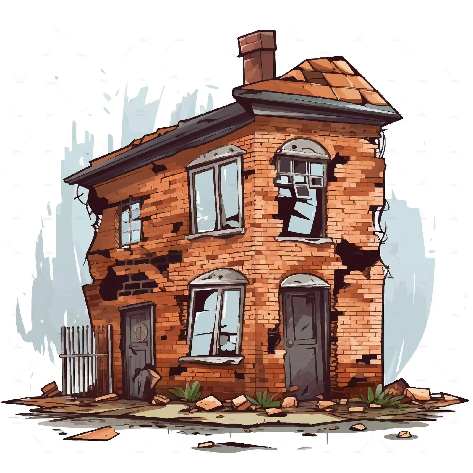 Brick House Illustration in Poor Condition — free download from Dotvec
