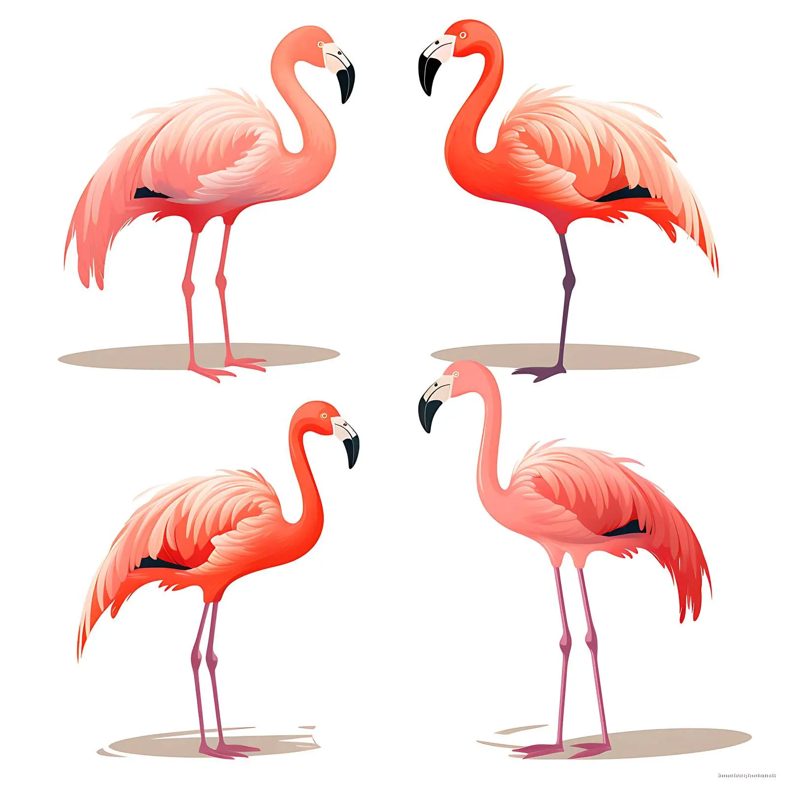 Bright American Flamingo Cartoon Set Isolated – free cartoon image from Dotvec