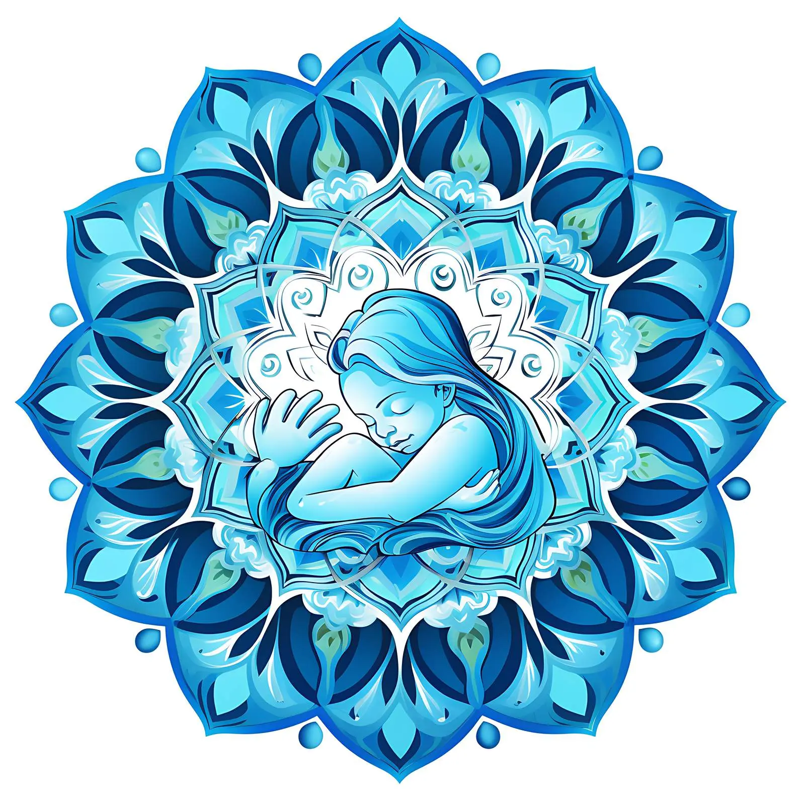 Newborn Baby in Bright Blue Mandala — free download from Dotvec