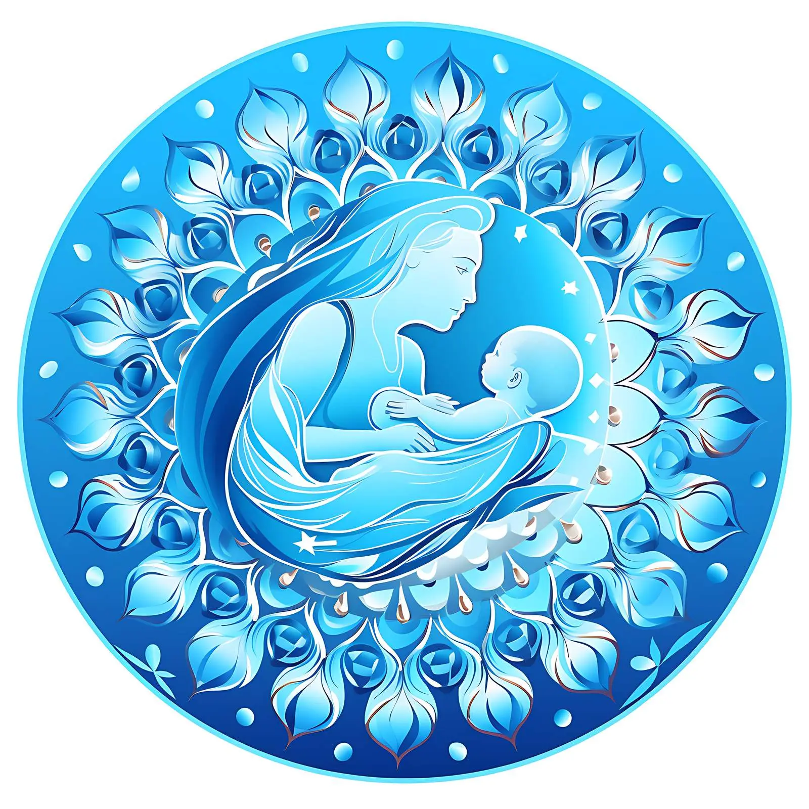 Newborn Baby in Bright Blue Mandala — free download from Dotvec