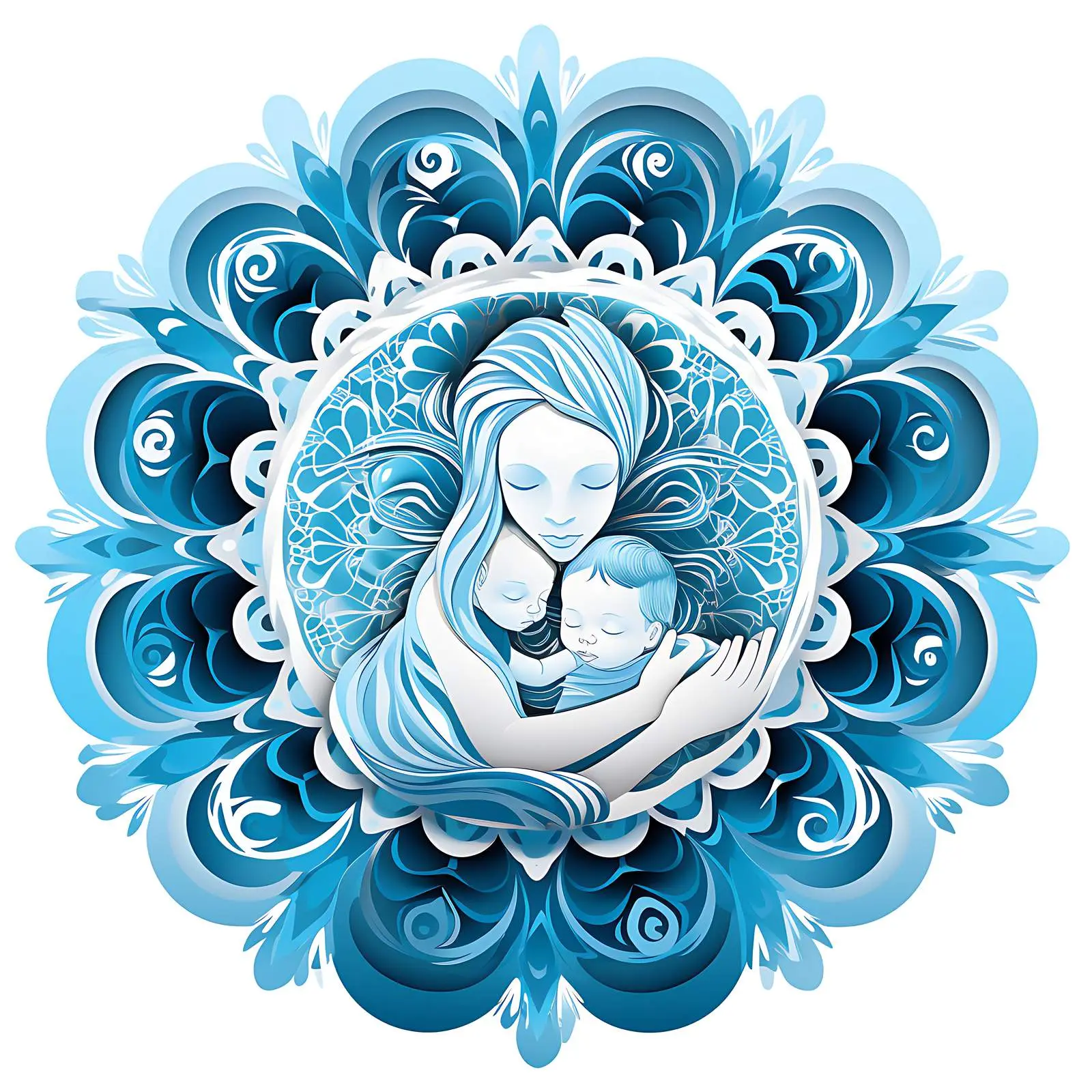 Newborn Baby in Bright Blue Mandala Design — free download from Dotvec