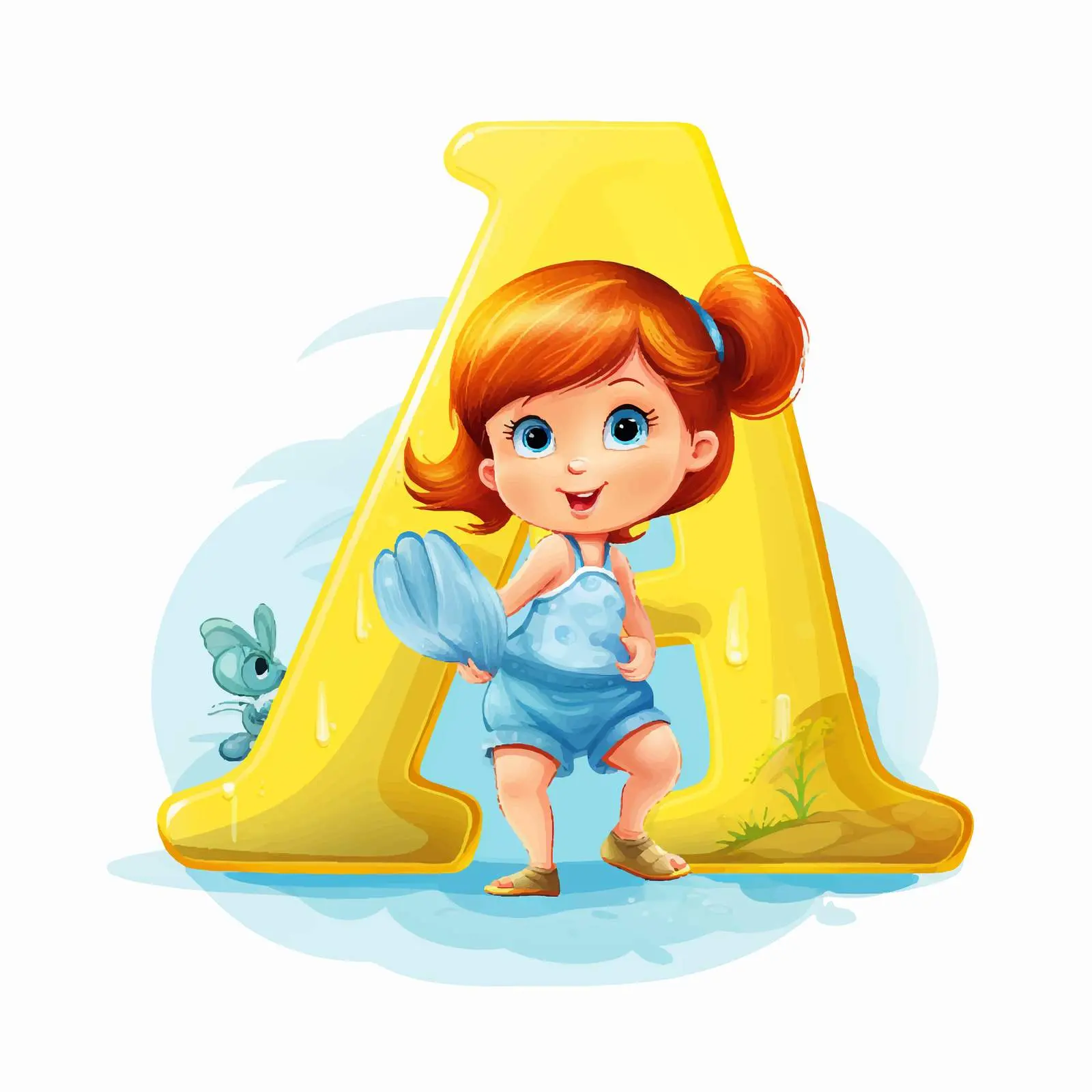 Cute Cartoon Alphabet with Letter A – free educational resources image from Dotvec