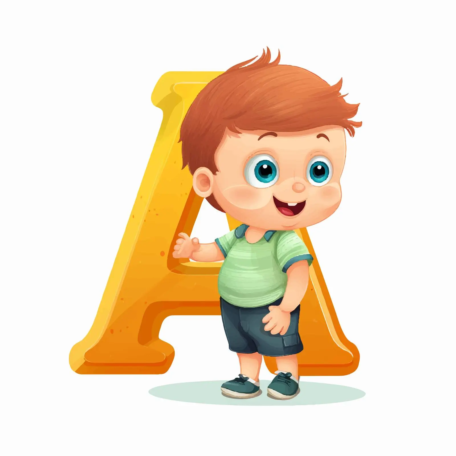 Cute Cartoon Alphabet with Letter A – free creative education image from Dotvec
