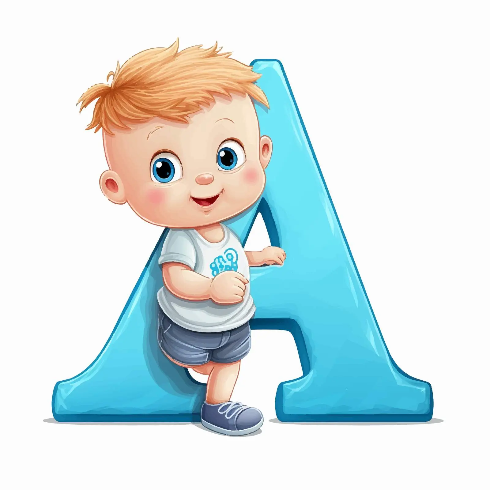 Cute Cartoon Alphabet with Letter A – free visual learning image from Dotvec