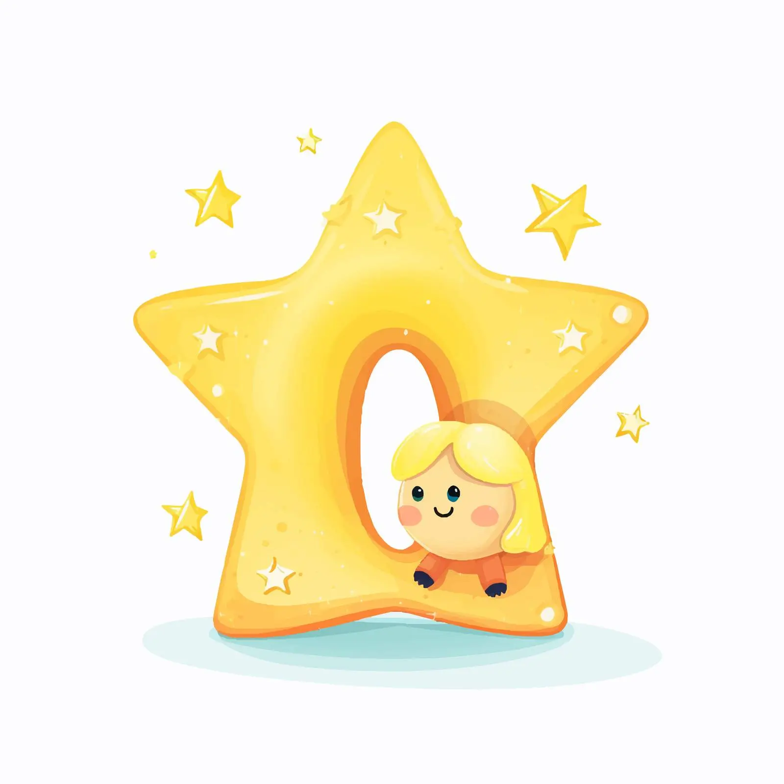 Cute Baby Star with Letter C Illustration — free download from Dotvec