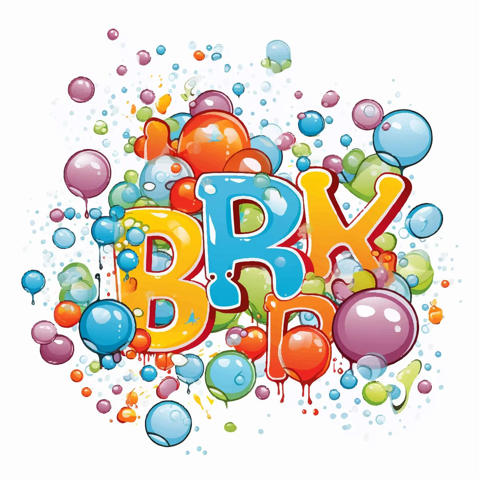 Colorful Cartoon Bubbles Word Art for Bathroom – free bathroom decor image from Dotvec