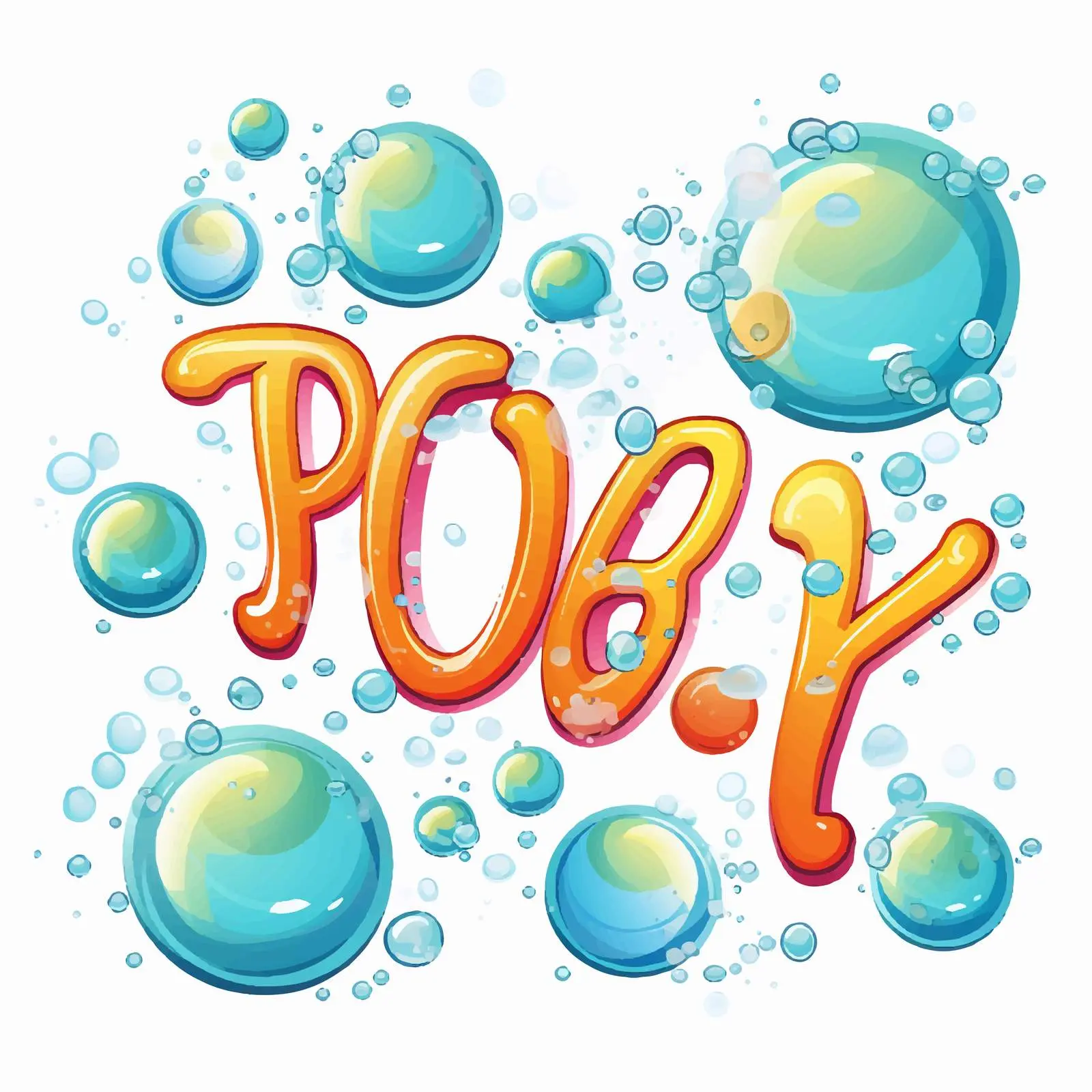Bright Cartoon Bubbles Word Art for Bathroom – free bathroom decor image from Dotvec