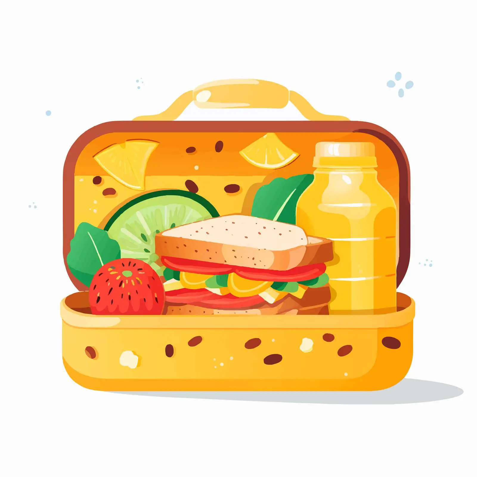 Bright Cartoon Lunch Box and Bottle Vector Design — free download from Dotvec