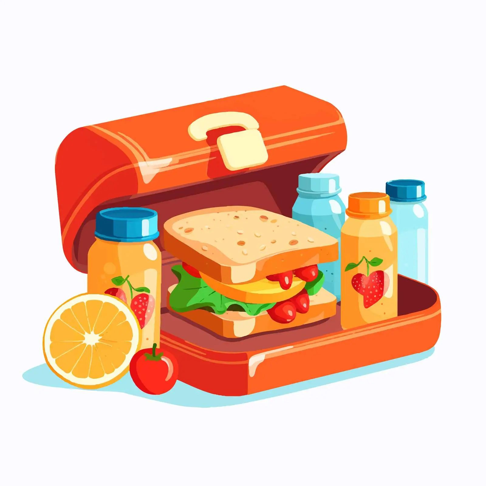 Bright Cartoon Lunch Box and Bottle Storage Vector — free download from Dotvec