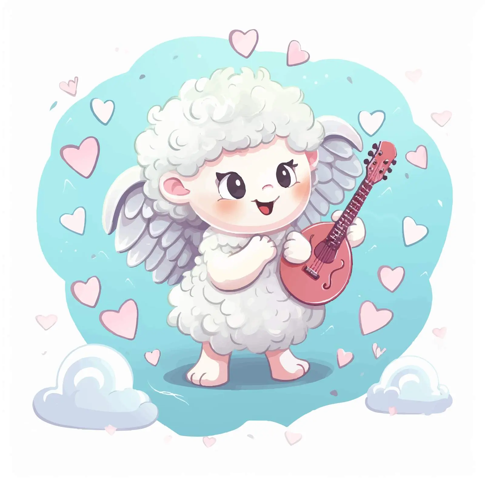 Cartoon Love Illustration with Singing Sheep — free download from Dotvec