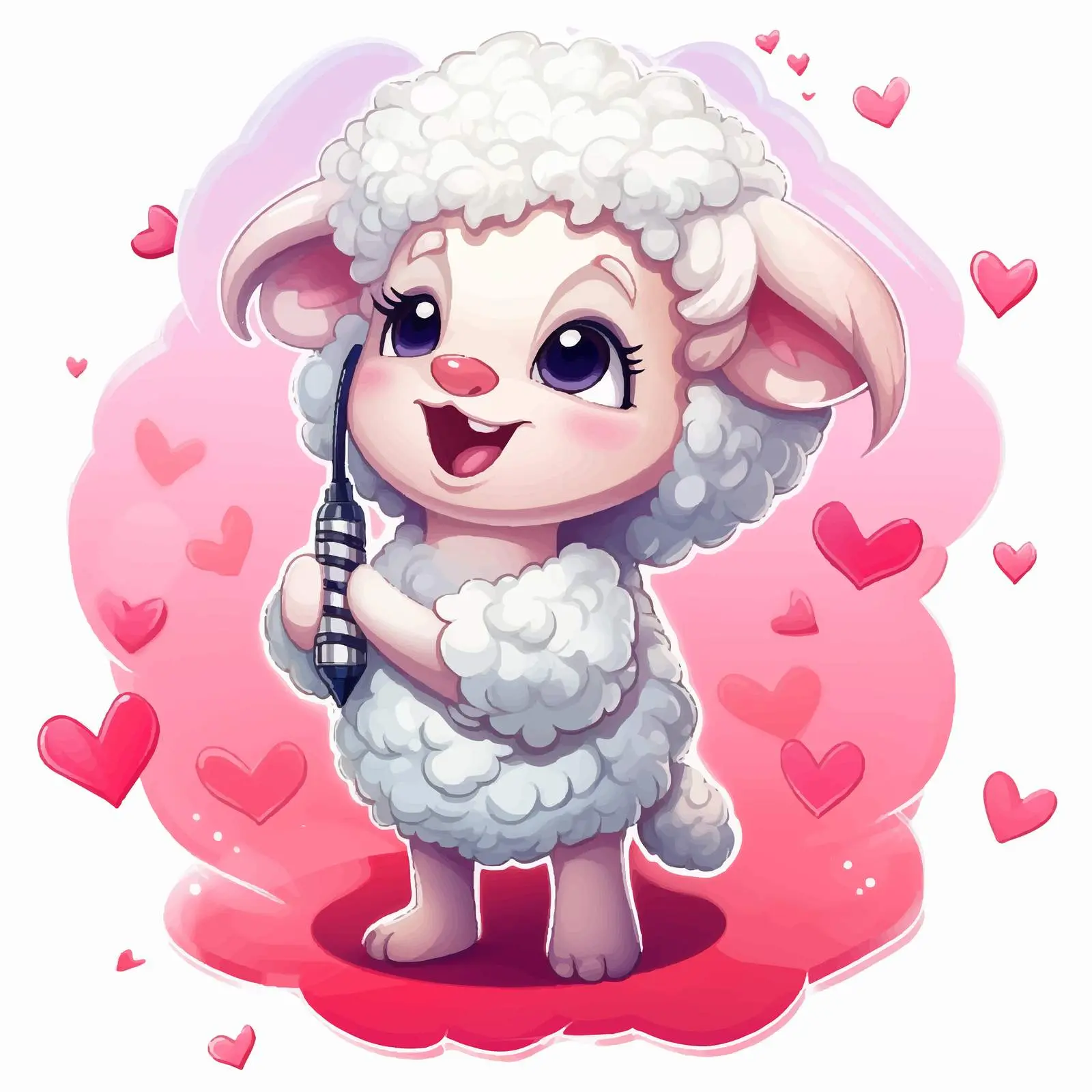 Singing Sheep Love Cartoon Illustration — free download from Dotvec