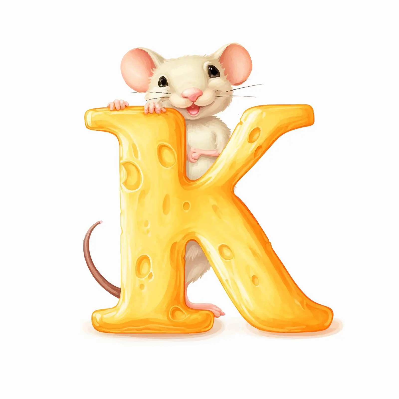 Cute Rat with Letter K Vector Illustration – free unique vector image from Dotvec