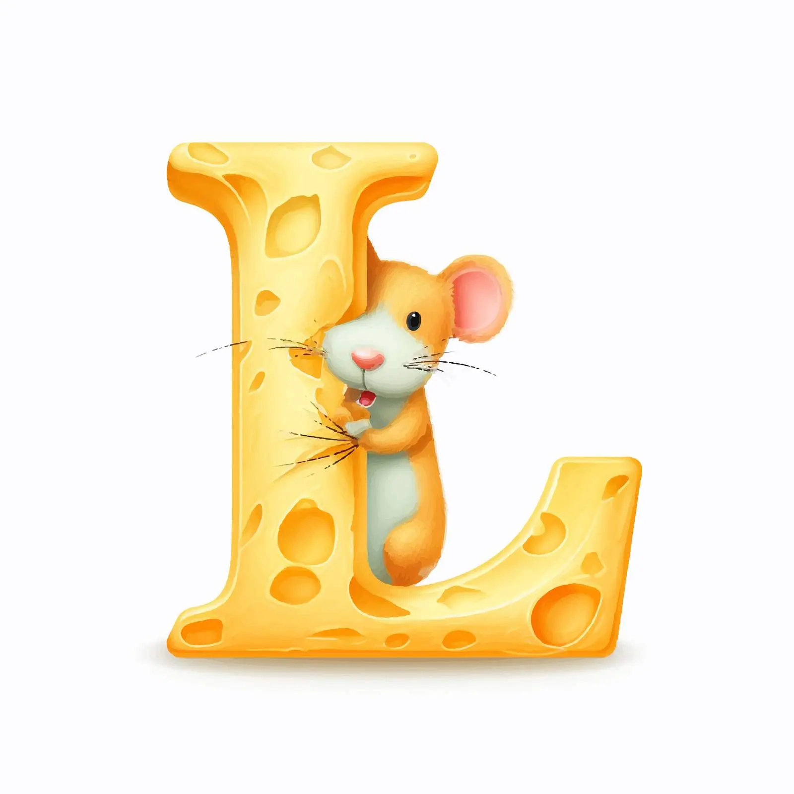 Cute Rat with Alphabet Letter L Vector — free download from Dotvec