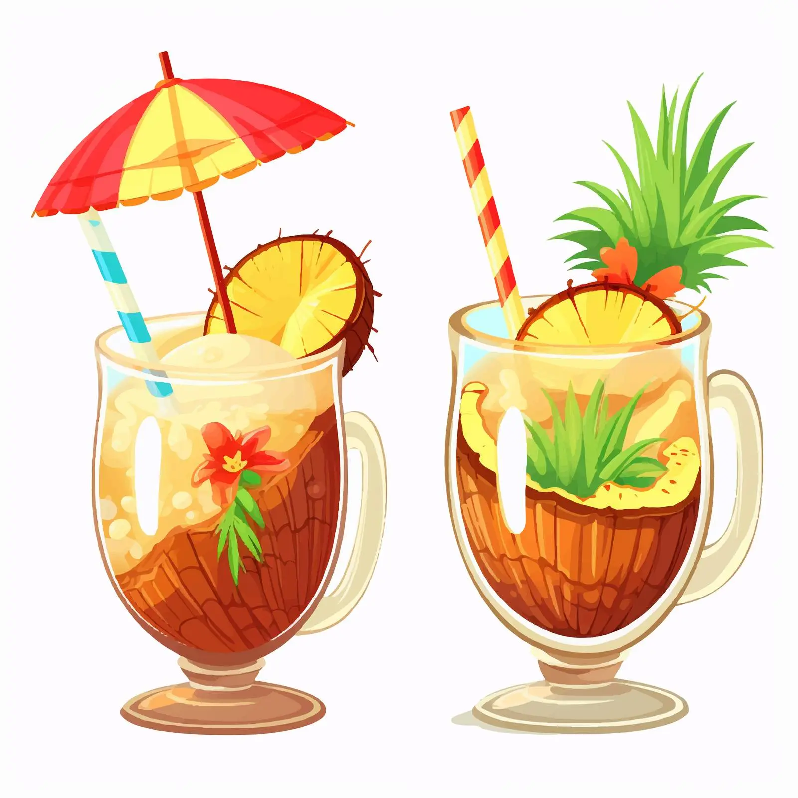 Tropical Coconut Pineapple Beach Cocktails Clip Art – free caribbean image from Dotvec