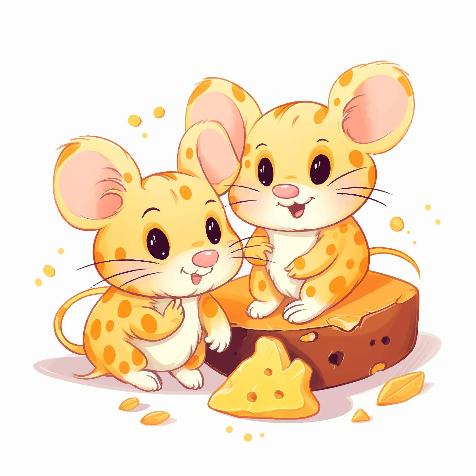 Colorful Cheese with Cute Mice Illustration – free cheese image from Dotvec