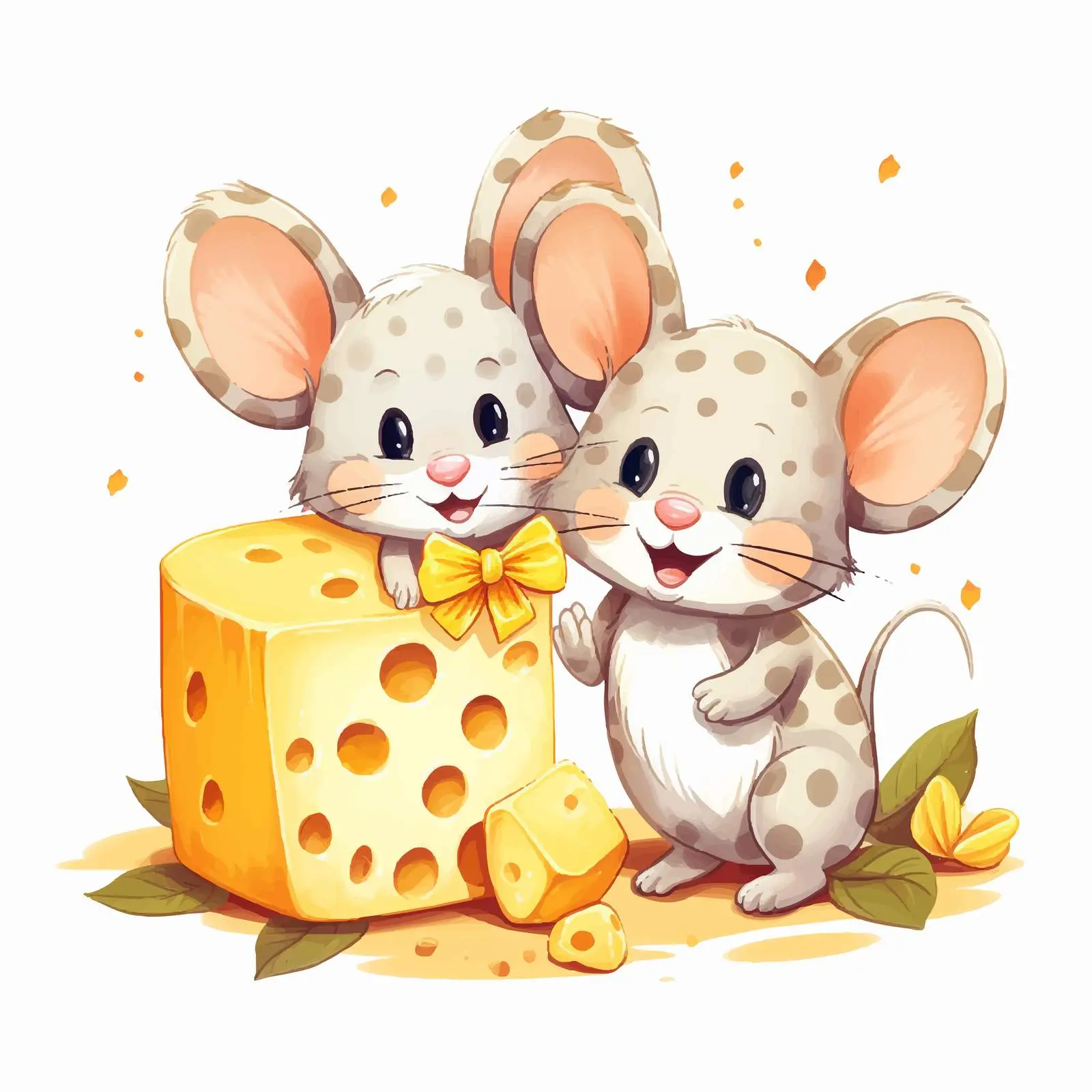 Colorful Cheese and Cute Mice Vector Art – free cheese image from Dotvec