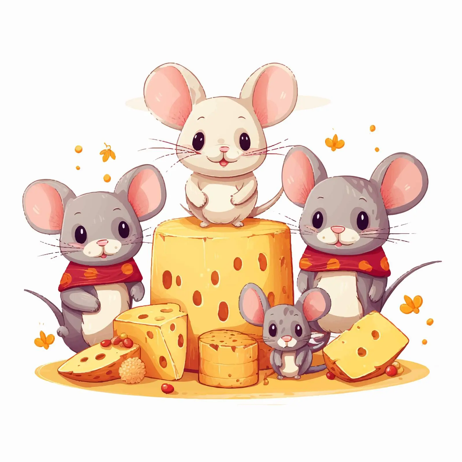 Colorful Sliced Cheese and Adorable Mouse Vector – free cheese image from Dotvec
