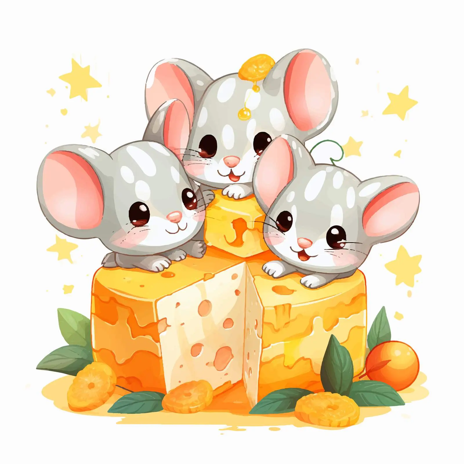 Colorful Cheese Slices with Cute Mouse Illustration – free cheese image from Dotvec
